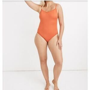 NWT Madewell Sz XL Second Wave Straight One Piece Swimsuit in Burnt Orange Color